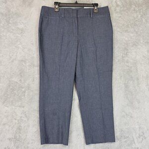 Ann Taylor Factory Curvy Crop Pants Womens 12 Blue Straight Leg Twill Dress Work